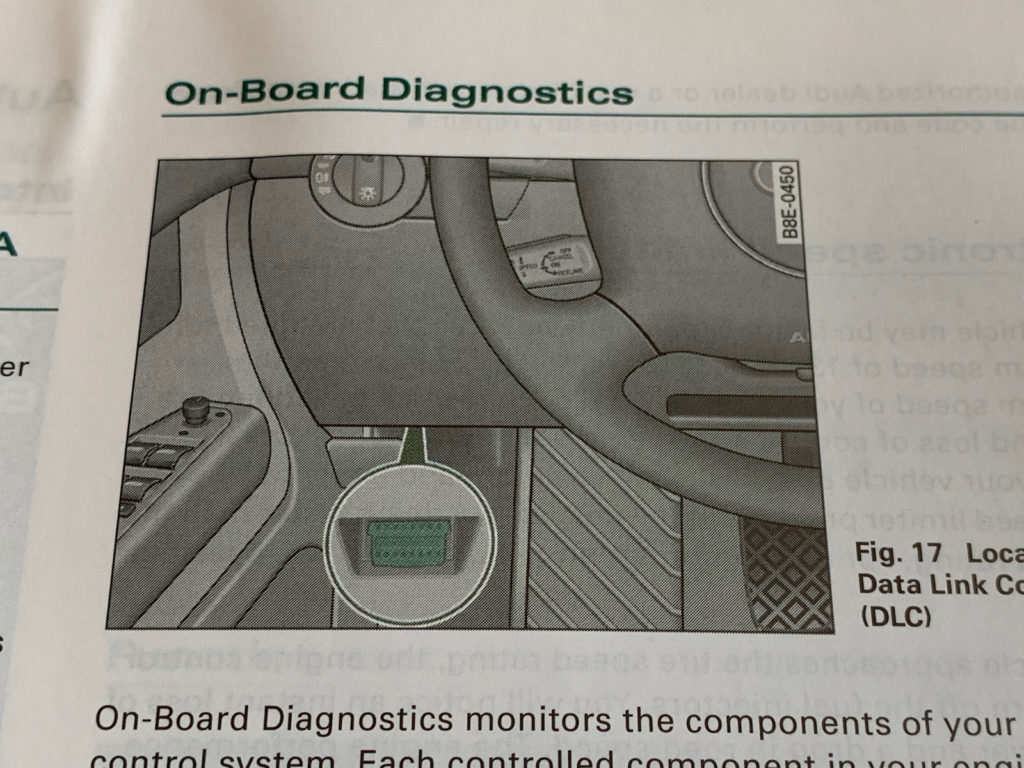 On Board Diagnostics OBD information in an owners manual